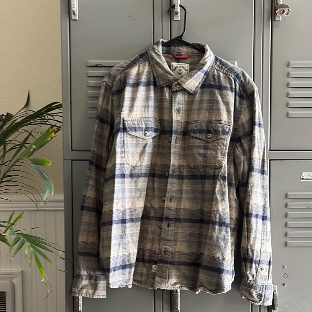 Iron & Resin Blue and Gray Casual Button Down Shirt